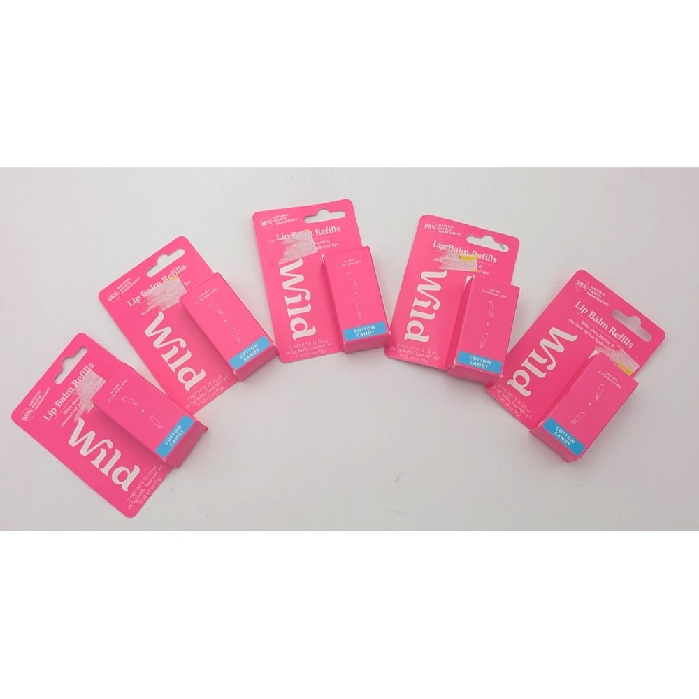 Lot 5 Packs Wild Lip Balm Refills 10 Total Cotton Candy NEW
